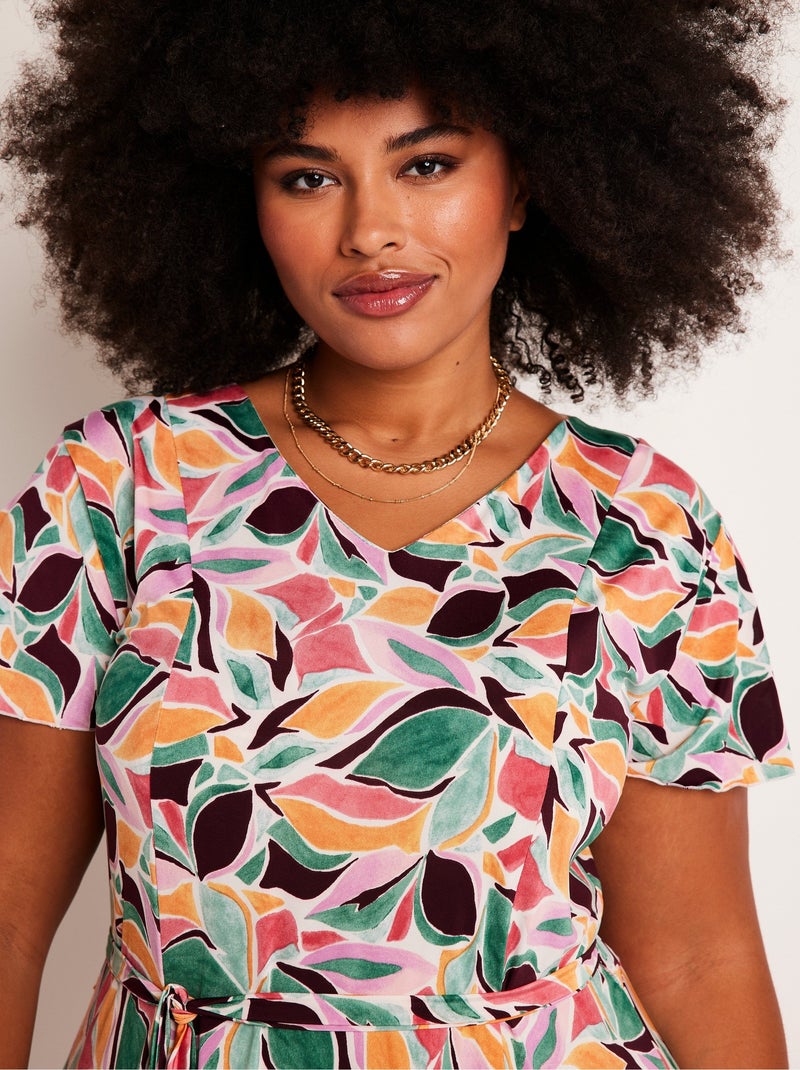 Robe droite courte imprimée - Afibel Vert - Kiabi