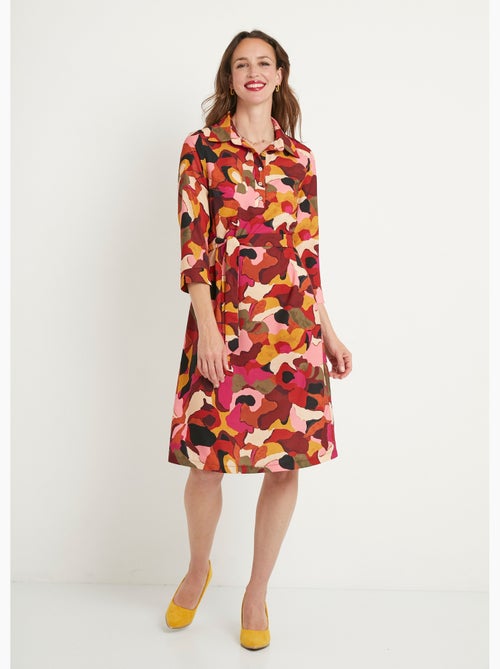 Robe droite courte imprimée col chemisier - Afibel - Kiabi