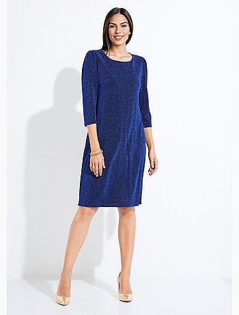 Robe droite courte maille brillante métallisée - Afibel