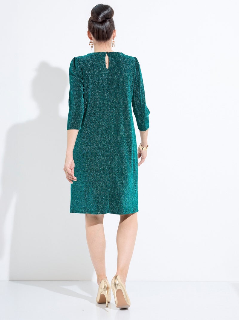 Robe droite courte maille brillante métallisée - Afibel Bleu - Kiabi