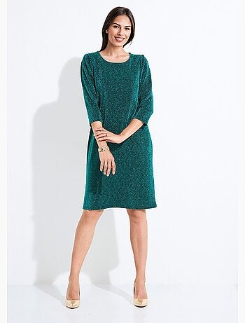 Robe droite courte maille brillante métallisée - Afibel