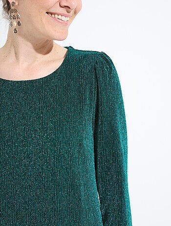 Robe droite courte maille brillante métallisée