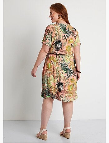 Robe droite courte motif feuilles - Afibel
