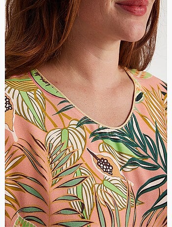 Robe droite courte motif feuilles - Afibel