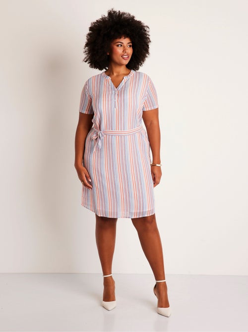 Robe droite courte rayée brillant - Afibel - Kiabi