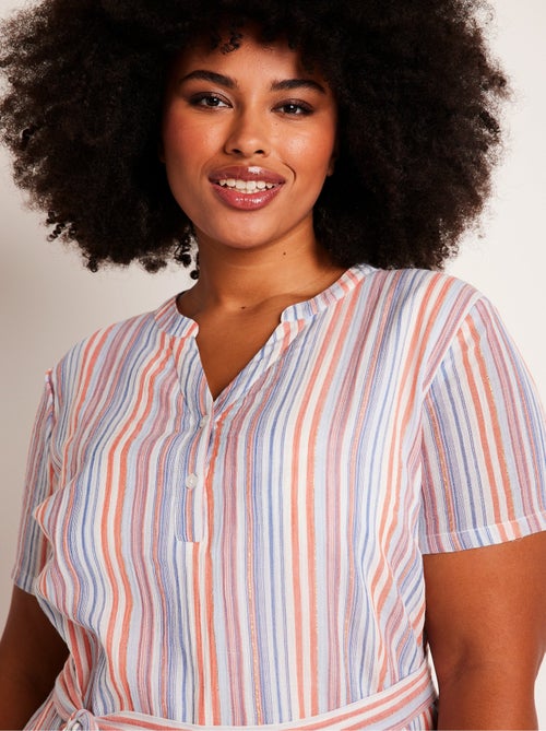 Robe droite courte rayée brillant - Afibel - Kiabi