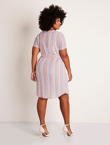 Robe droite courte rayée brillant