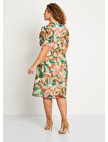 Robe droite courte voile imprimé cérémonie - AFIBEL