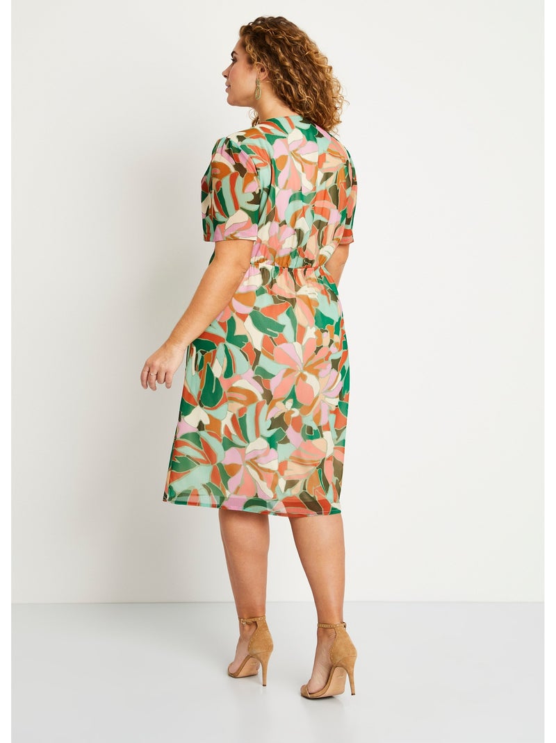 Robe droite courte voile imprimé cérémonie - AFIBEL Vert - Kiabi