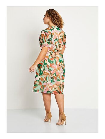 Robe droite courte voile imprimé cérémonie