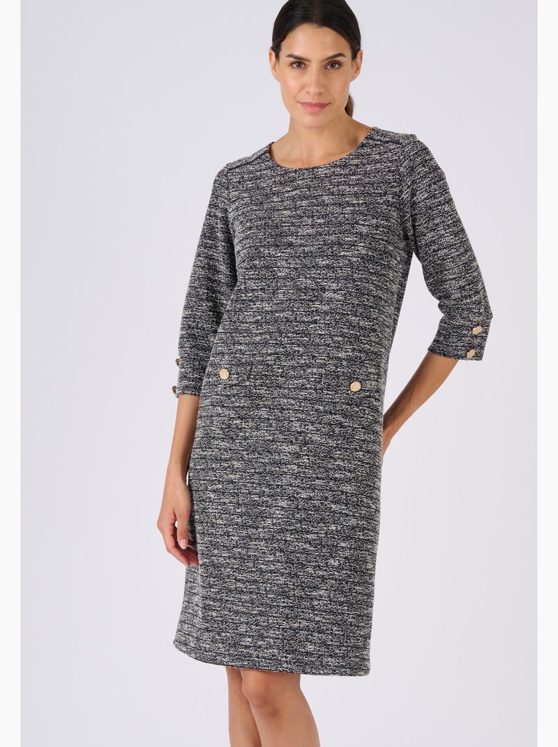 Robe droite effet tweed - Damart Bleu - Kiabi