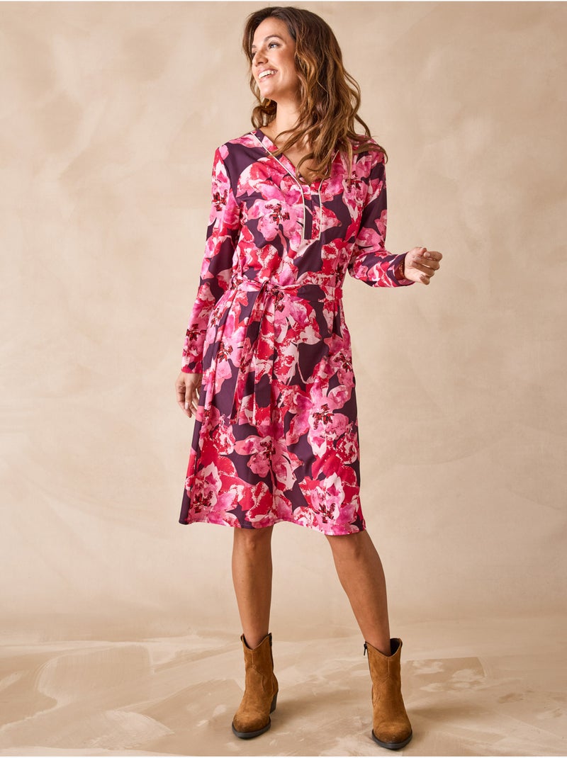 Robe droite en maille crêpe - DAXON Rose/Multicolore - Kiabi