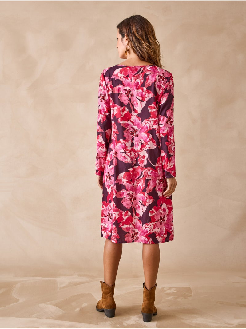 Robe droite en maille crêpe - DAXON Rose/Multicolore - Kiabi