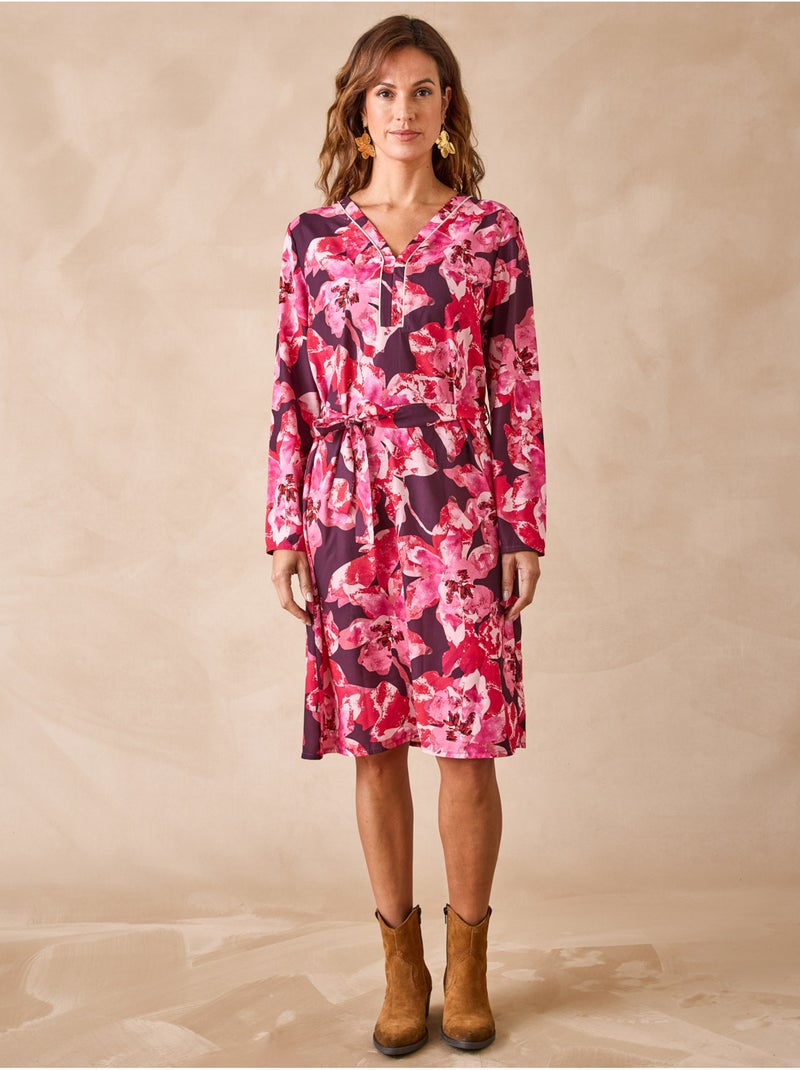Robe droite en maille crêpe - DAXON Rose/Multicolore - Kiabi