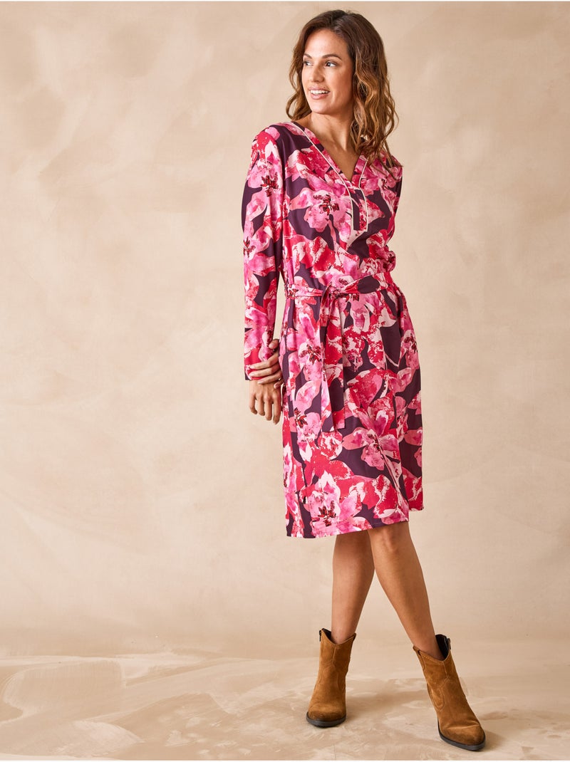 Robe droite en maille crêpe - DAXON Rose/Multicolore - Kiabi