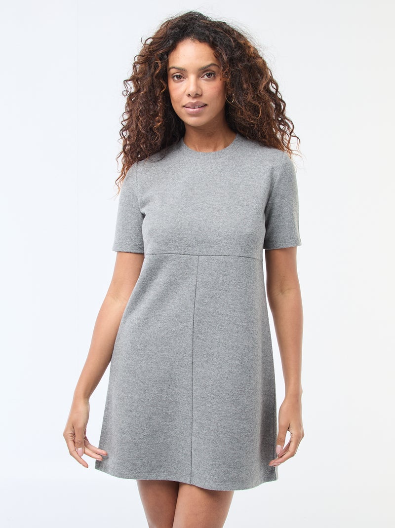 Robe droite en maille doudou Gris - Kiabi