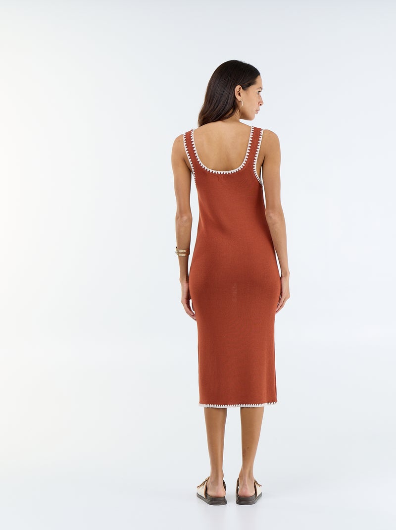 Robe droite en maille tricot Marron - Kiabi