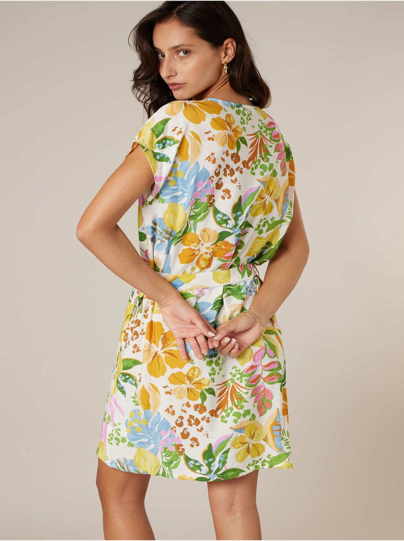 Robe droite femme à fleurs 'Deeluxe' Blanc - Kiabi