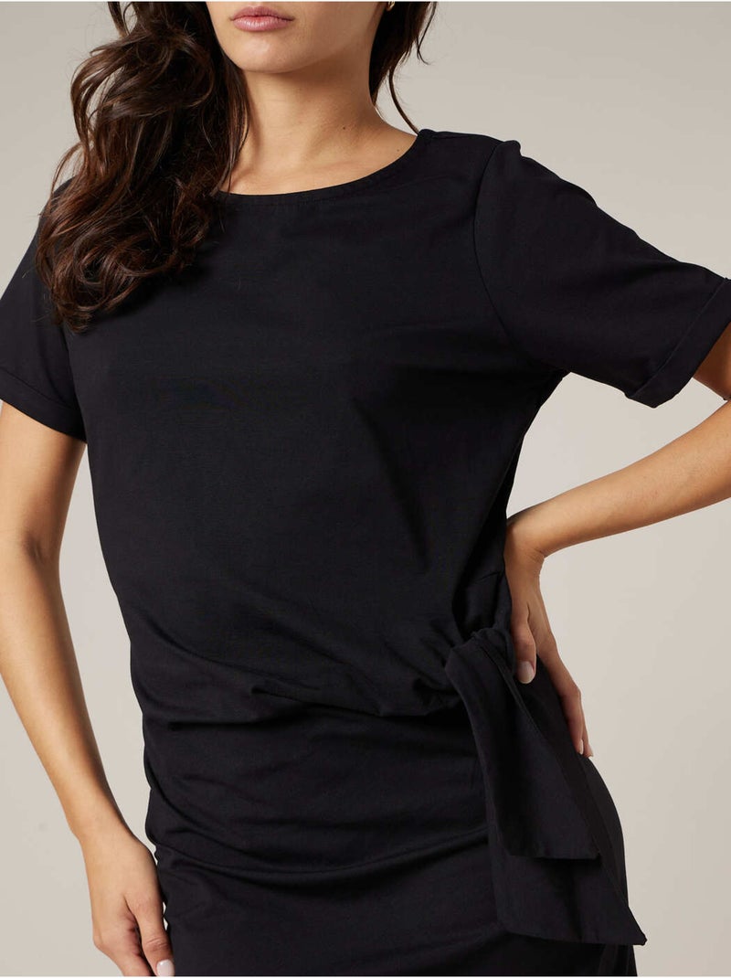 Robe droite femme en jersey coton 'Deeluxe' Noir - Kiabi