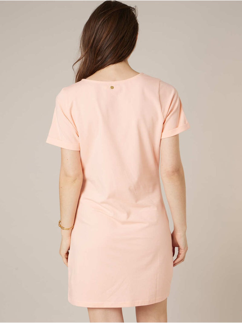 Robe droite femme en jersey coton 'Deeluxe' Orange corail - Kiabi