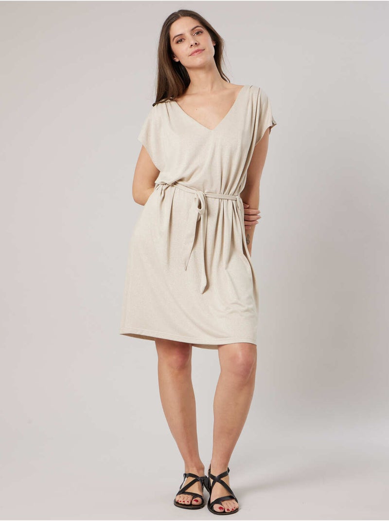 Robe droite femme en jersey lurex 'Deeluxe' Beige - Kiabi