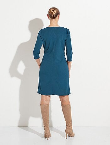 Robe droite manches 3/4 maille souple - Afibel