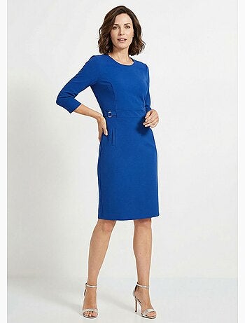 Robe droite manches 3/4 maille souple - Afibel