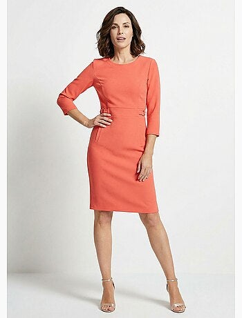 Robe droite manches 3/4 maille souple - Afibel