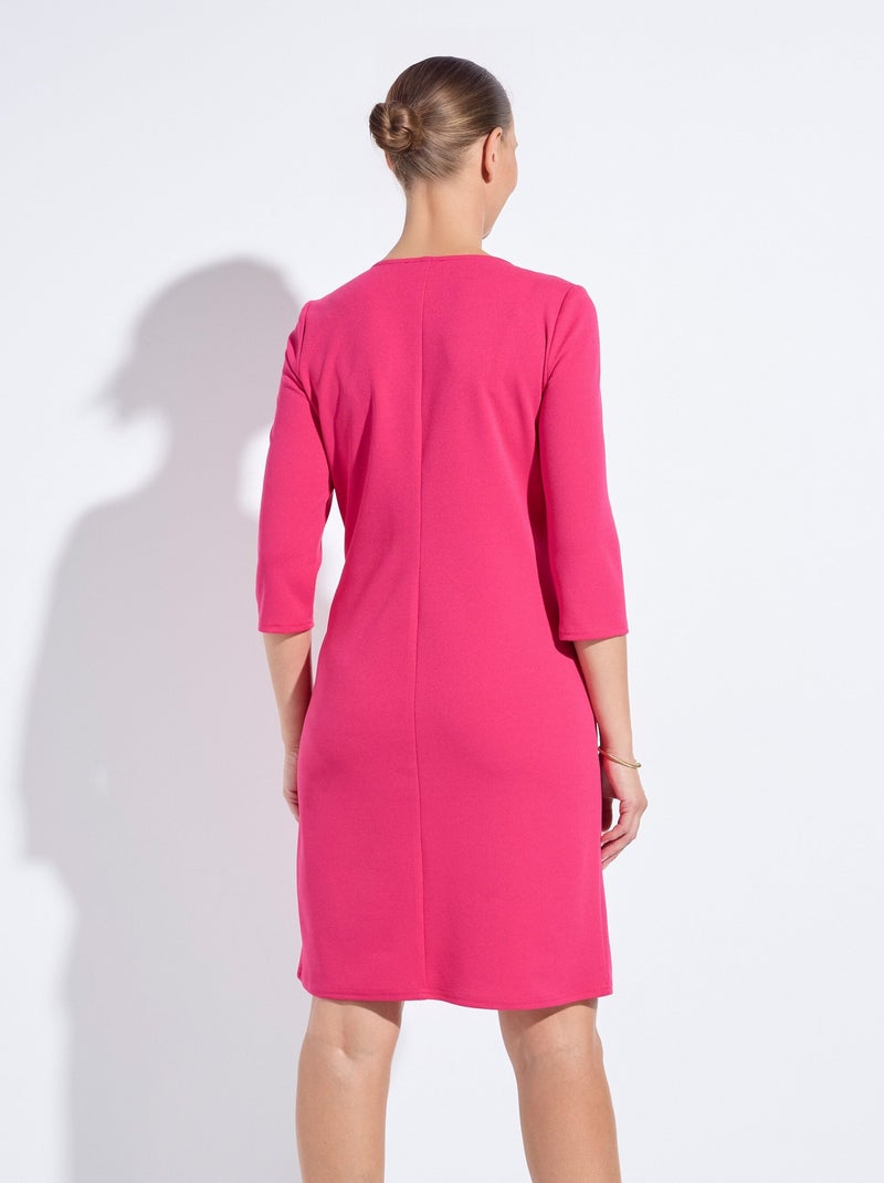 Robe droite manches 3/4 maille souple - Afibel Rose fushia - Kiabi