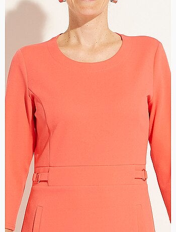 Robe droite manches 3/4 maille souple