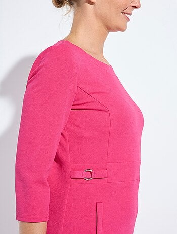 Robe droite manches 3/4 maille souple