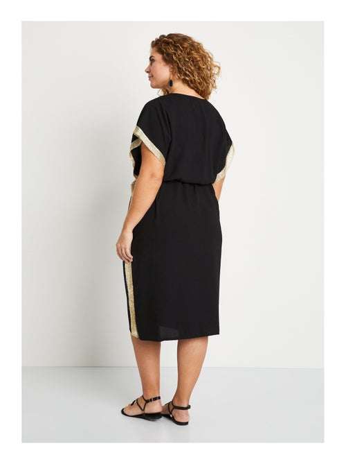 Robe droite mi longue col V galon côtés - Kiabi
