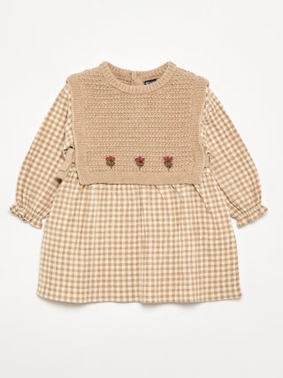 Robe effet 2 en 1 avec haut en maille tricot