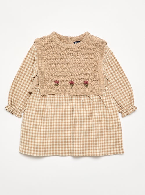 Robe effet 2 en 1 avec haut en maille tricot - Kiabi