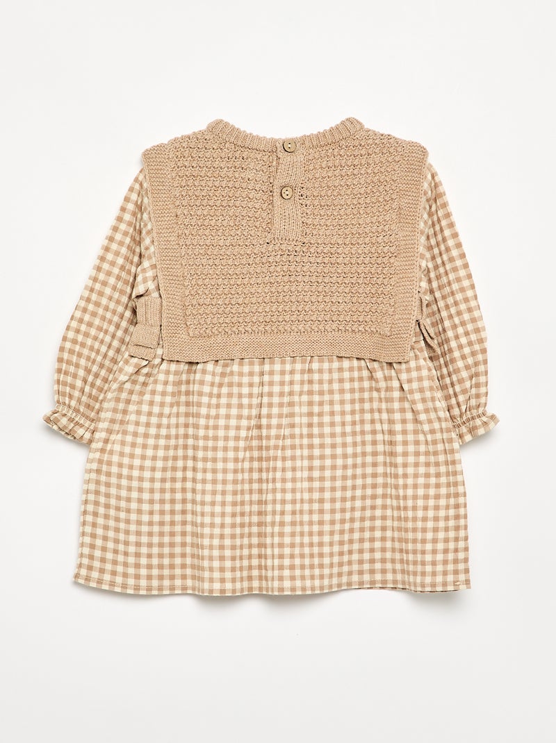 Robe effet 2 en 1 avec haut en maille tricot Beige - Kiabi