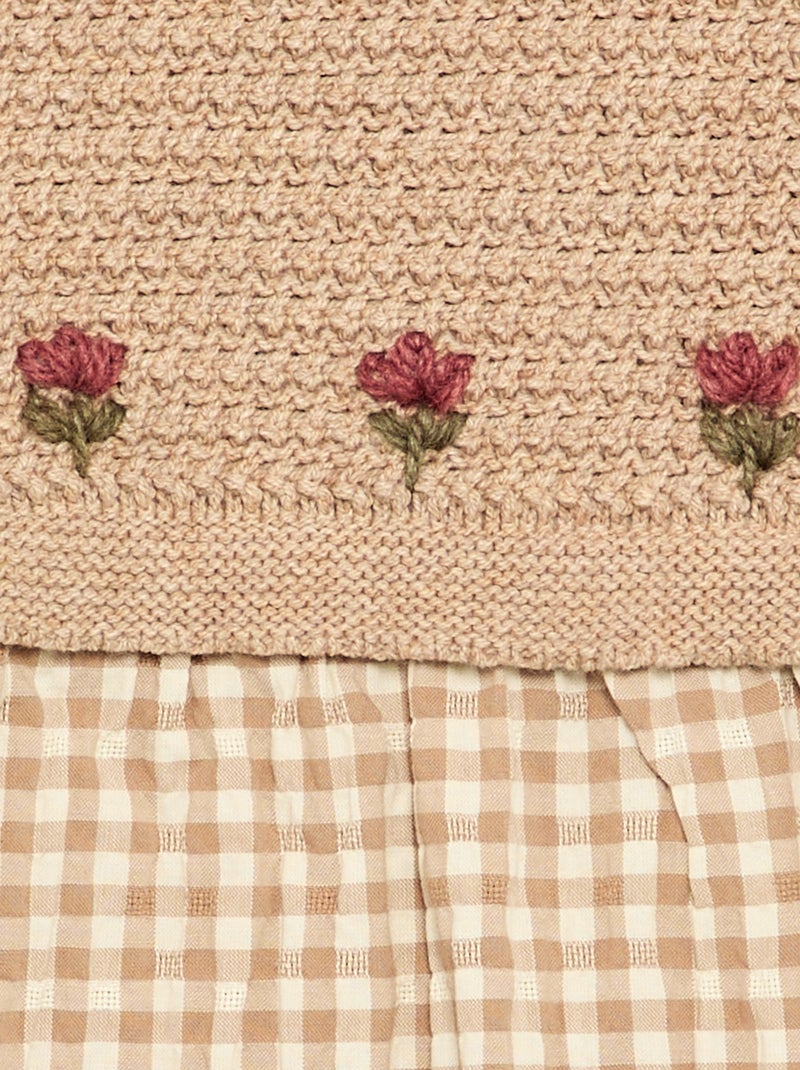 Robe effet 2 en 1 avec haut en maille tricot Beige - Kiabi