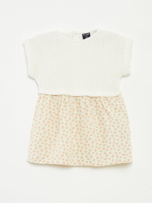 Robe effet 2 en 1 avec haut en tricot et bas en lin mélangé - 1 pièce - Kiabi