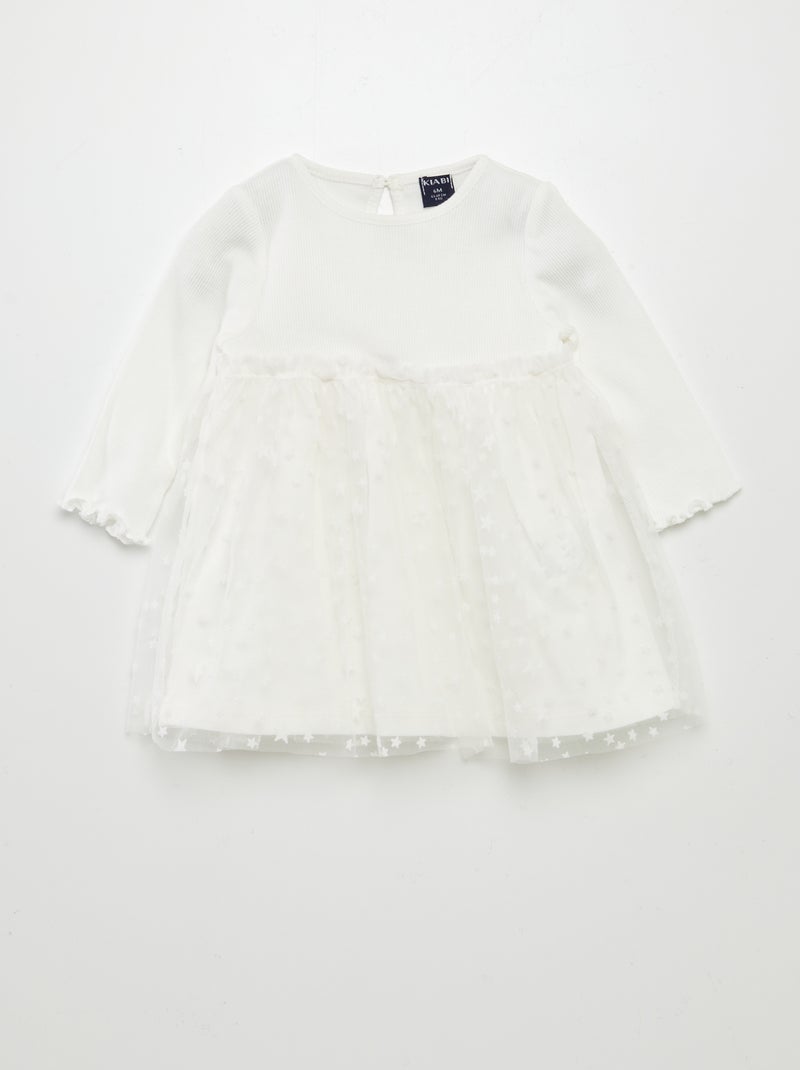 Robe effet 2 en 1 avec un jupon en tulle blanc - Kiabi