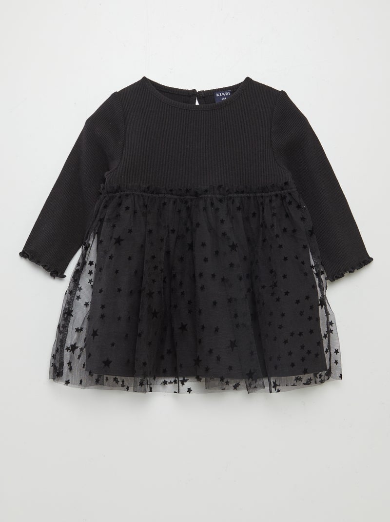 Robe effet 2 en 1 avec un jupon en tulle noir - Kiabi