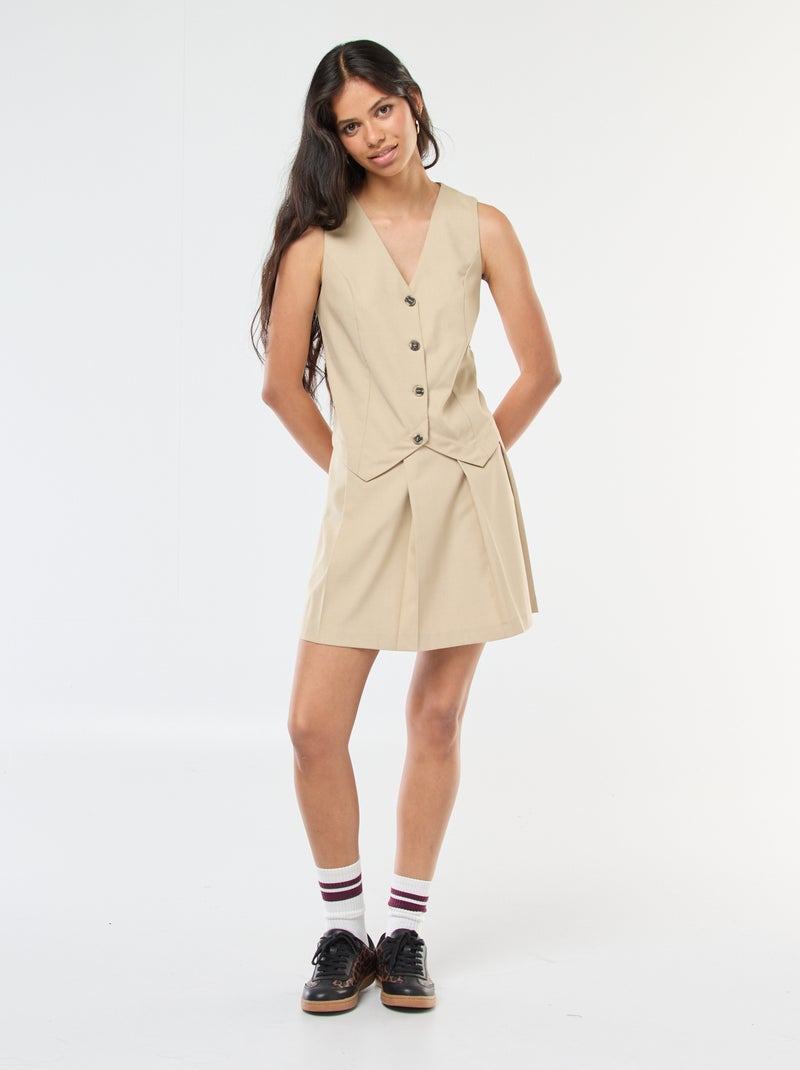 Robe effet 2 en 1 gilet de costume + jupe Beige - Kiabi