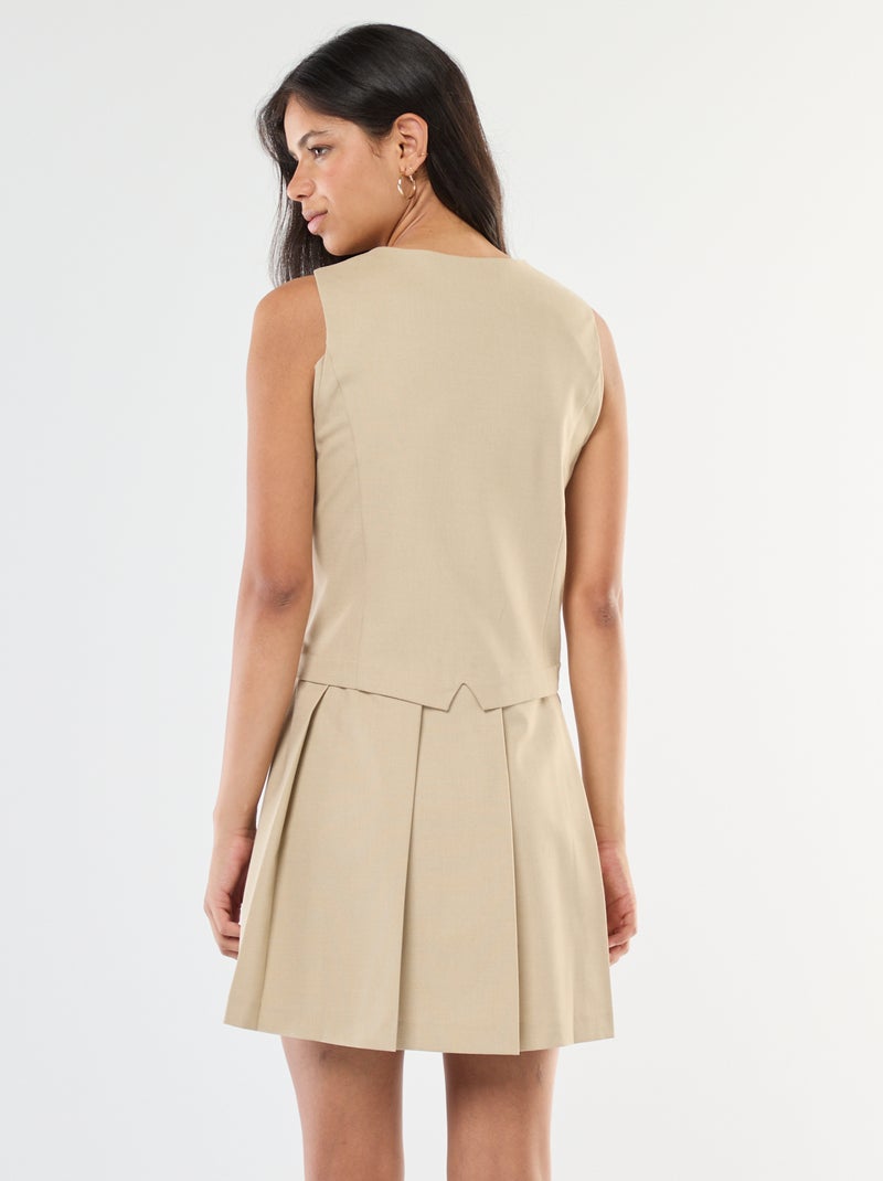 Robe effet 2 en 1 gilet de costume + jupe Beige - Kiabi