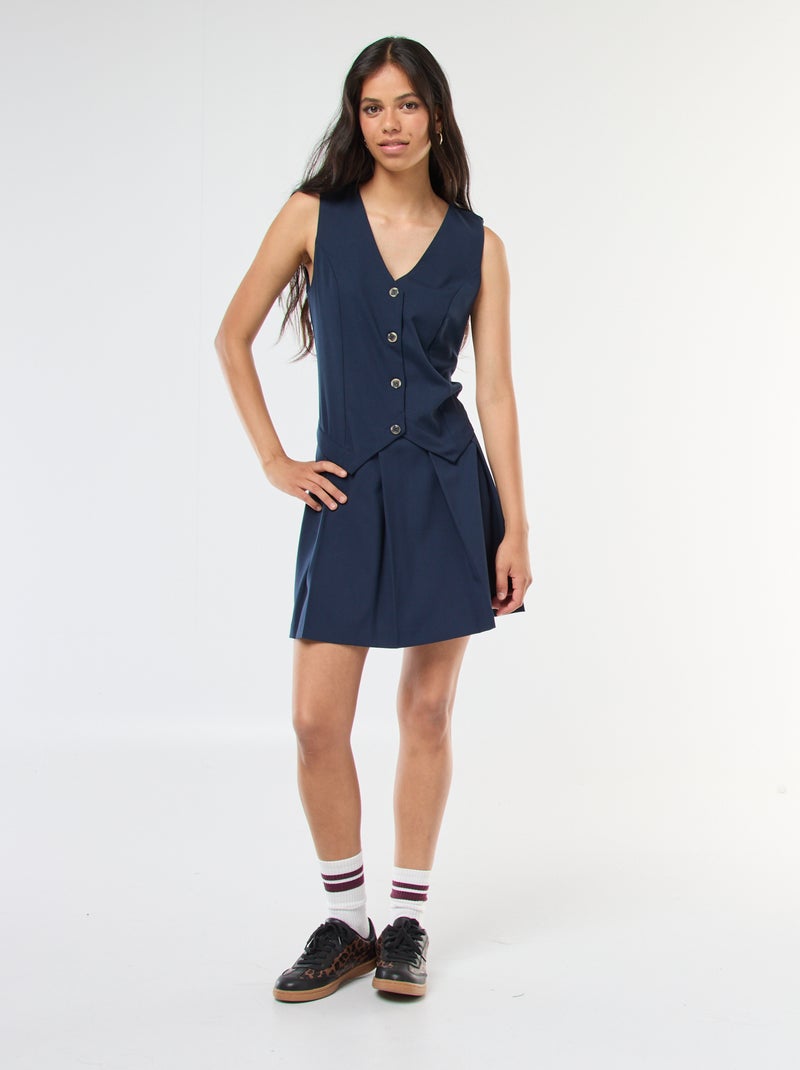 Robe effet 2 en 1 gilet de costume + jupe Bleu marine - Kiabi