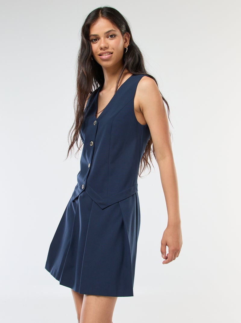 Robe effet 2 en 1 gilet de costume + jupe Bleu marine - Kiabi