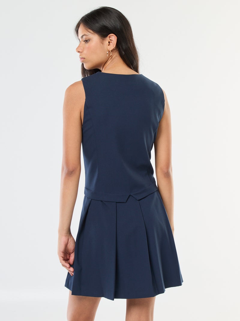Robe effet 2 en 1 gilet de costume + jupe Bleu marine - Kiabi