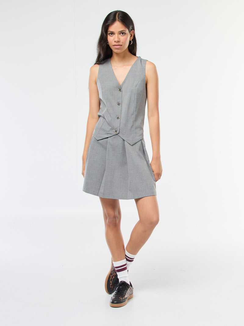 Robe effet 2 en 1 gilet de costume + jupe Gris - Kiabi