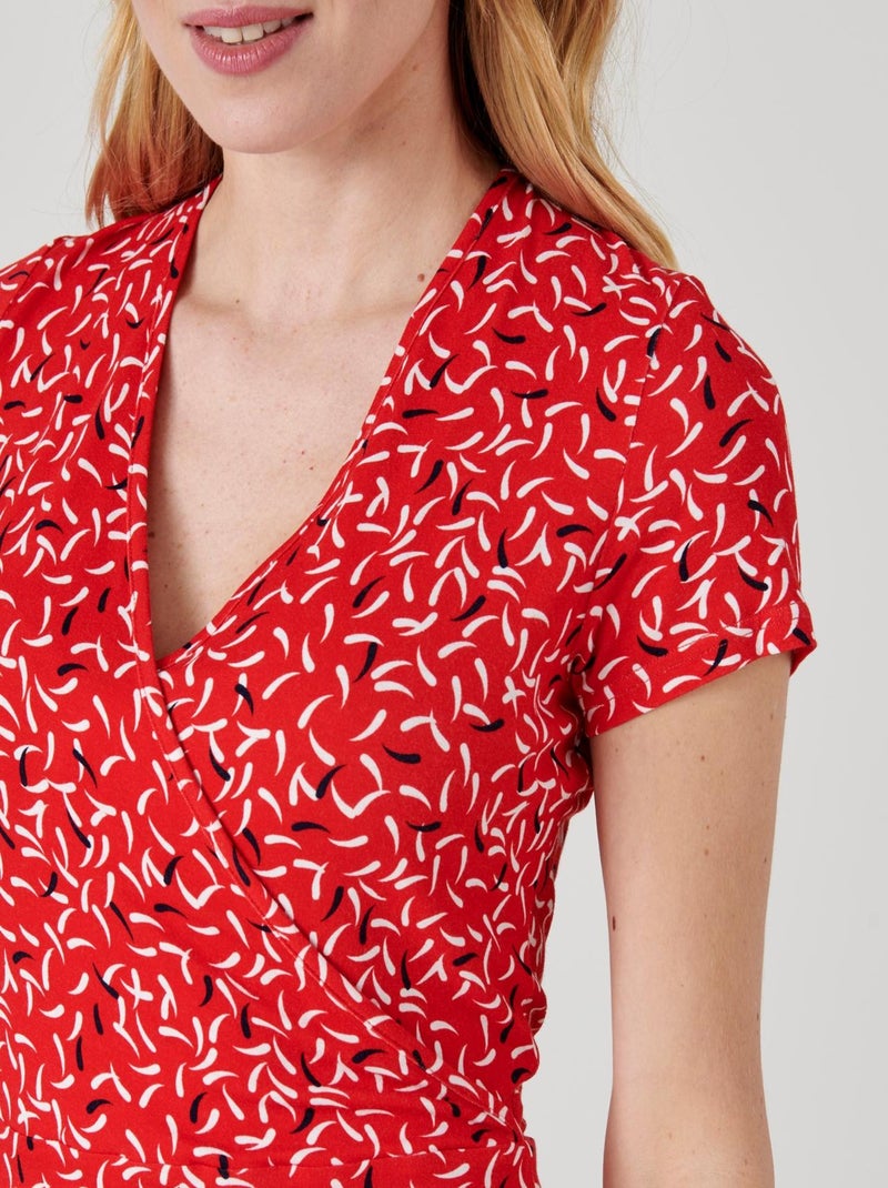 Robe effet cache-coeur - Damart Rouge - Kiabi