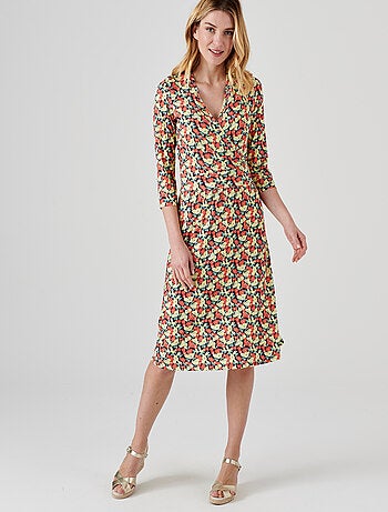 Robe effet cache-coeur fleurie - damart