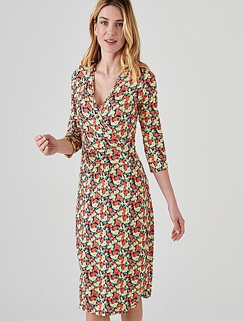 Robe effet cache-coeur fleurie - damart