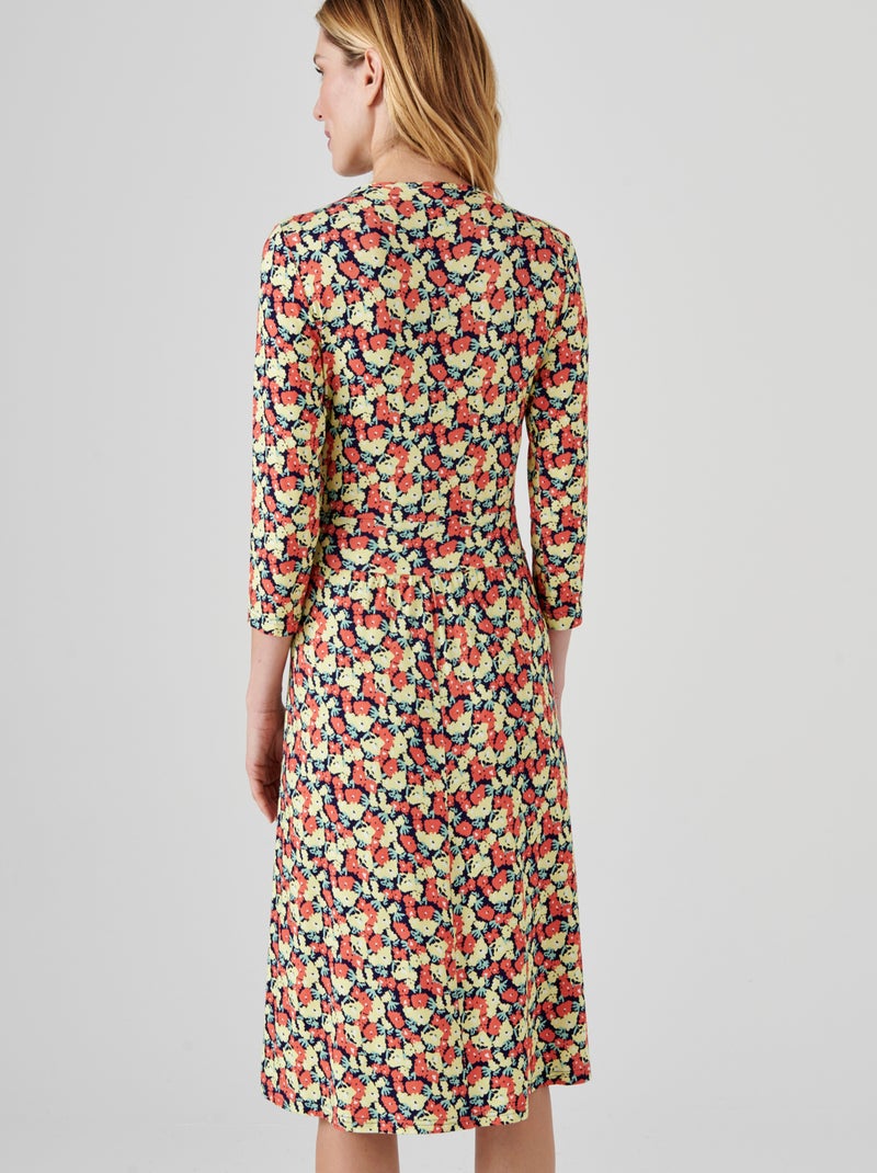 Robe effet cache-coeur fleurie - damart Jaune - Kiabi