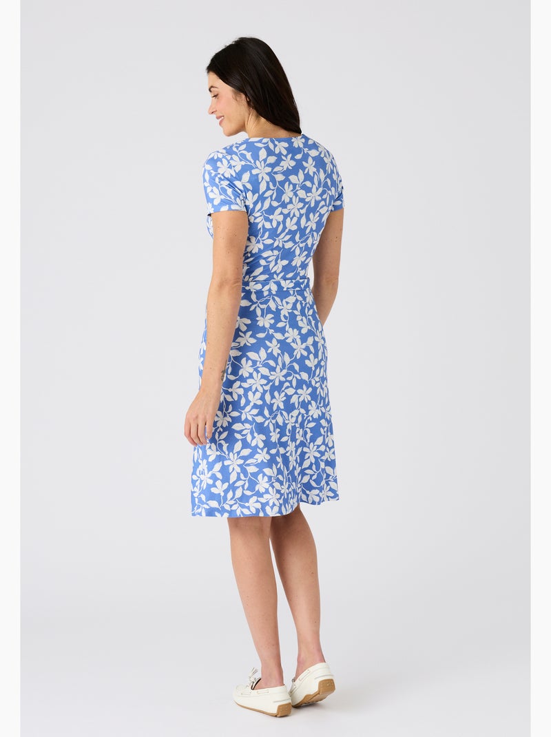 Robe effet cache-coeur viscose stretch - Damart Bleu - Kiabi